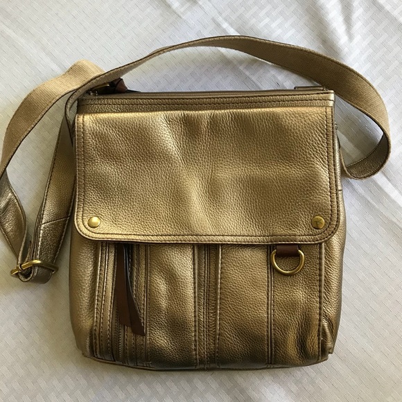 Fossil Handbags - Fossil gold leather cross body